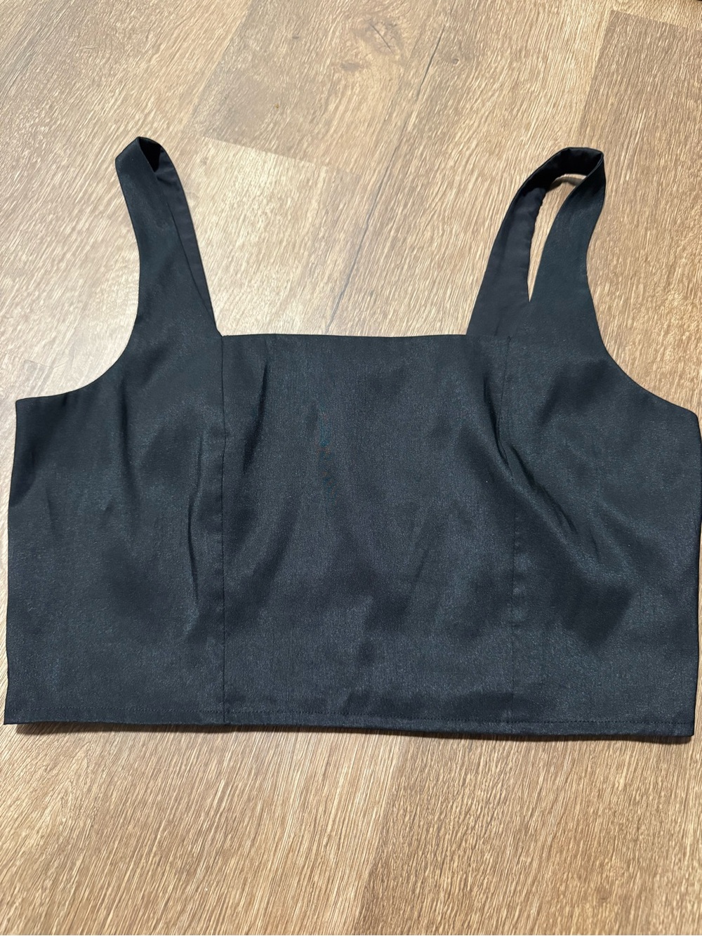 A New Day Women's Black Wide Strap Tank Stretch Back Cropped Size Medium